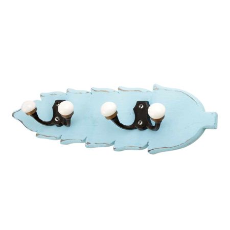 Turquoise Black Double Loop Ceramic Iron Wooden Hooks